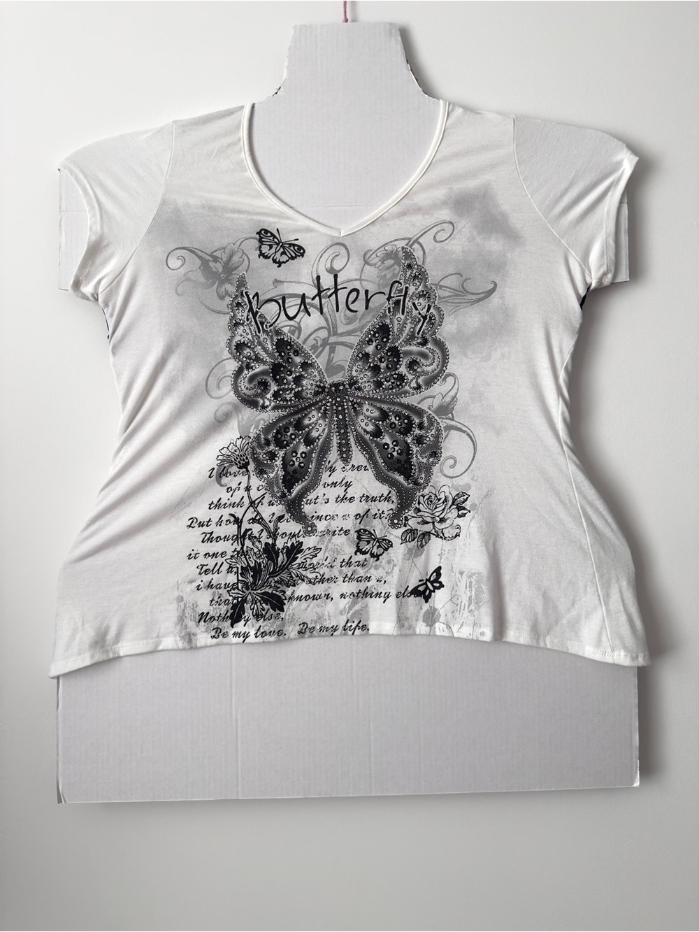 y2k glitter butterfly t shirt